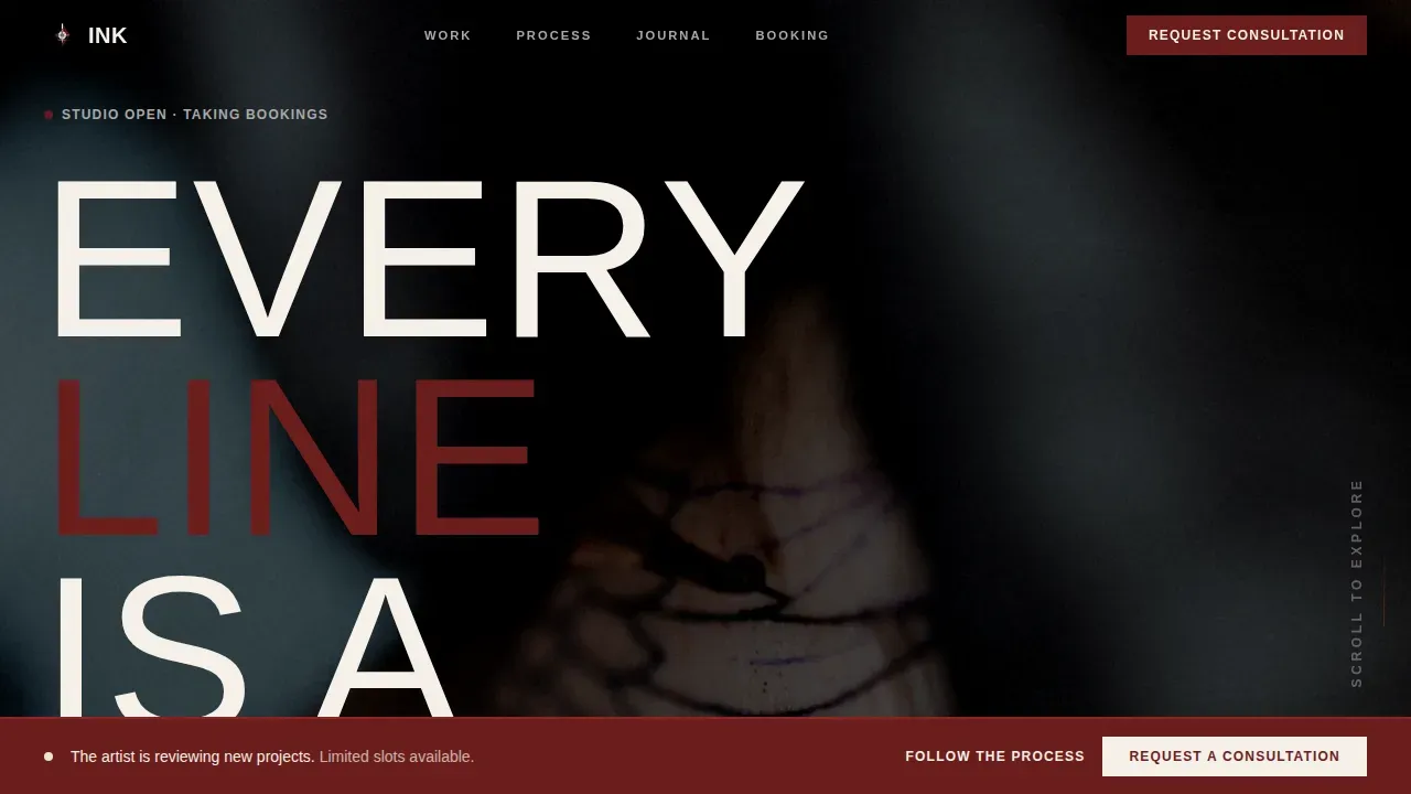 Bold Tattoo Portfolio Landing Page Template