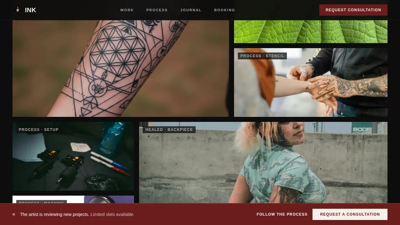 Bold Tattoo Portfolio Landing Page Template