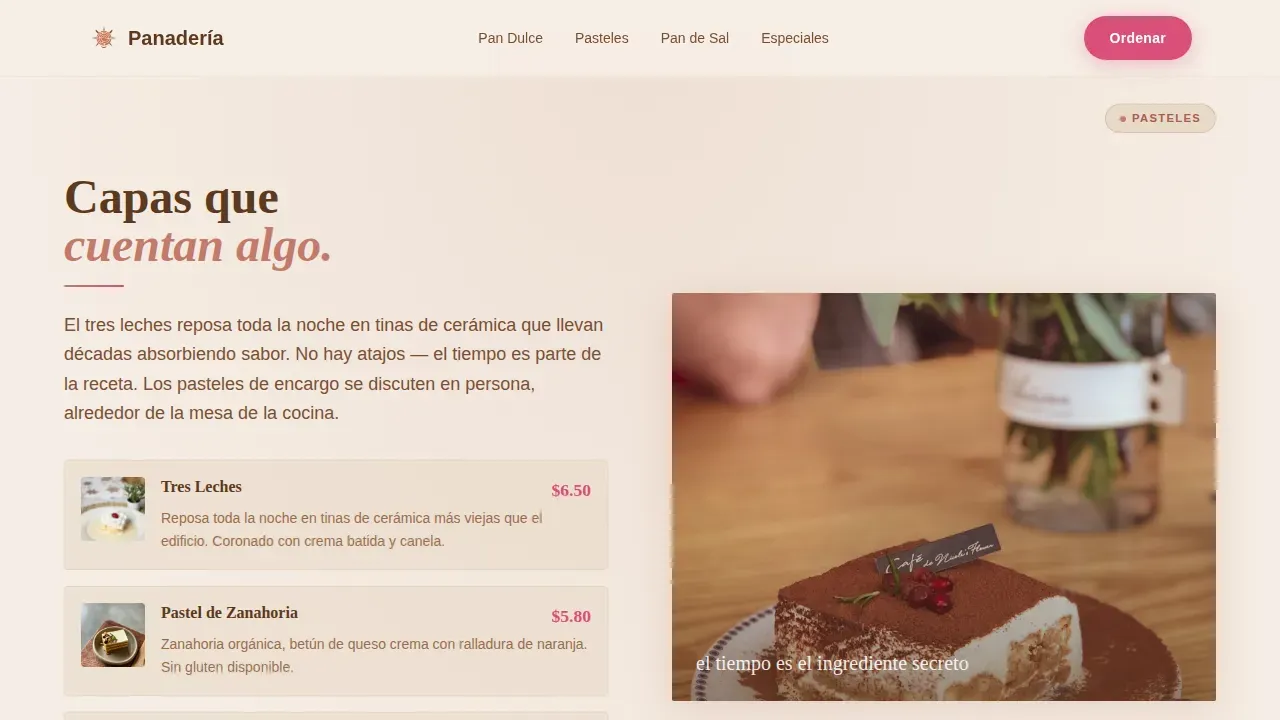 Handcrafted Latin Bakery | Free Website Template | Rocket