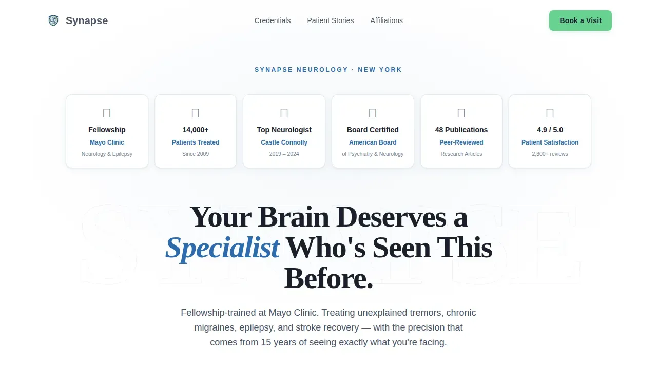 Precision Neurology Booking Landing Page Template