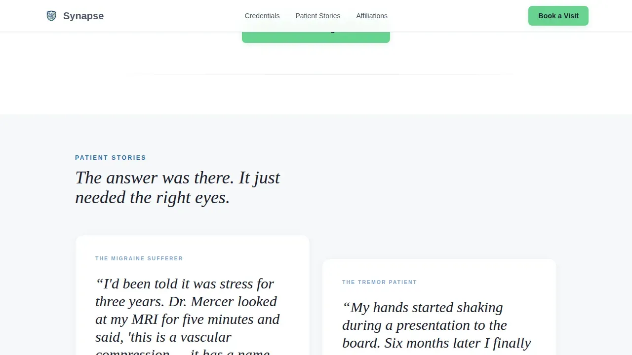 Precision Neurology Booking Landing Page Template
