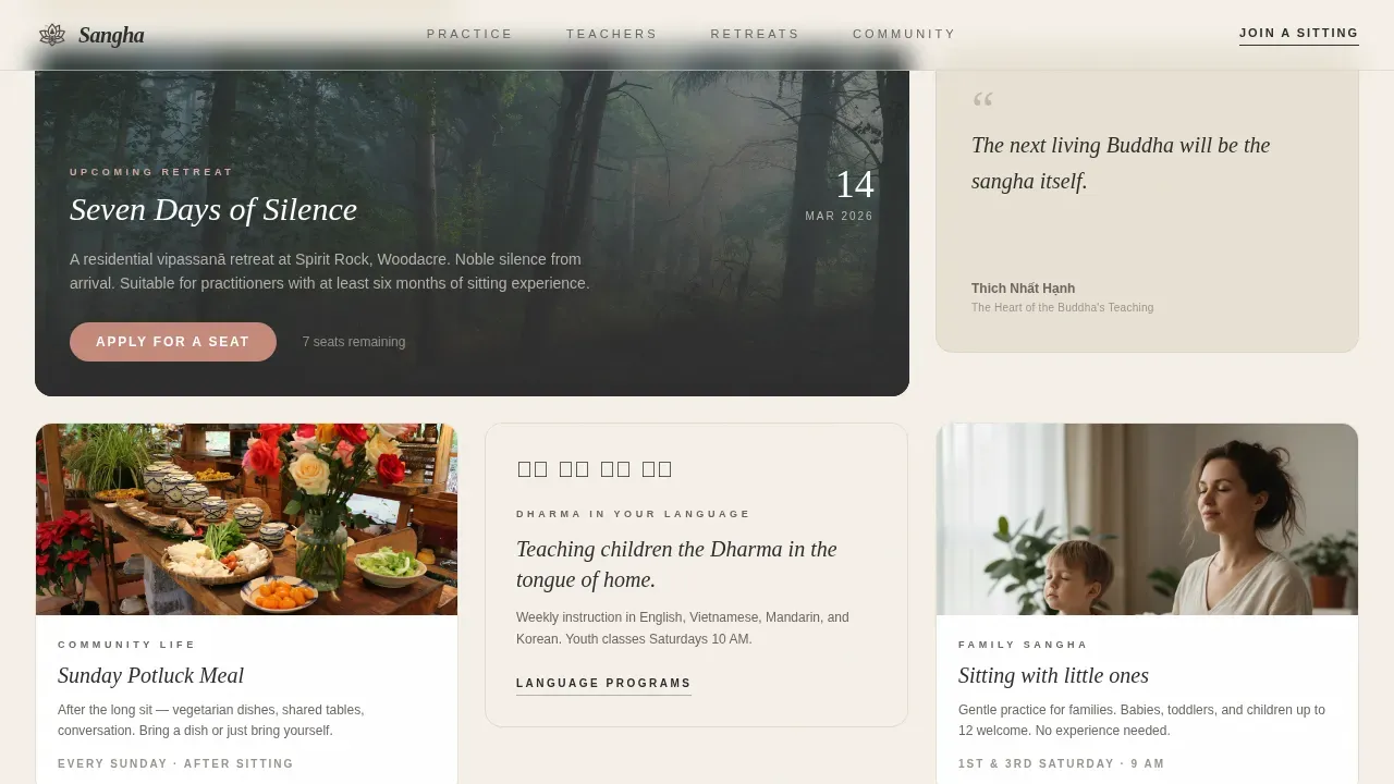 Inclusive Spiritual Community Landing Page Template