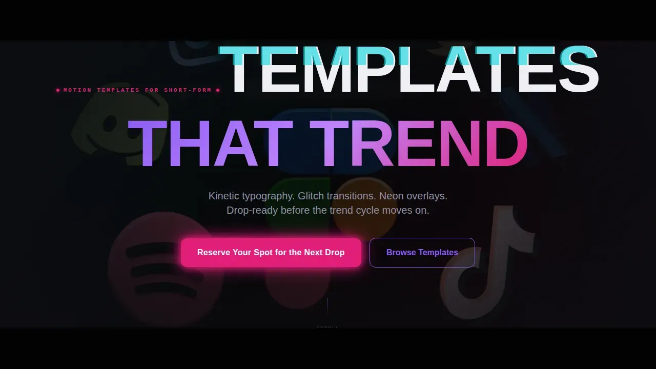 Trending Neon Short Video Landing Page Template