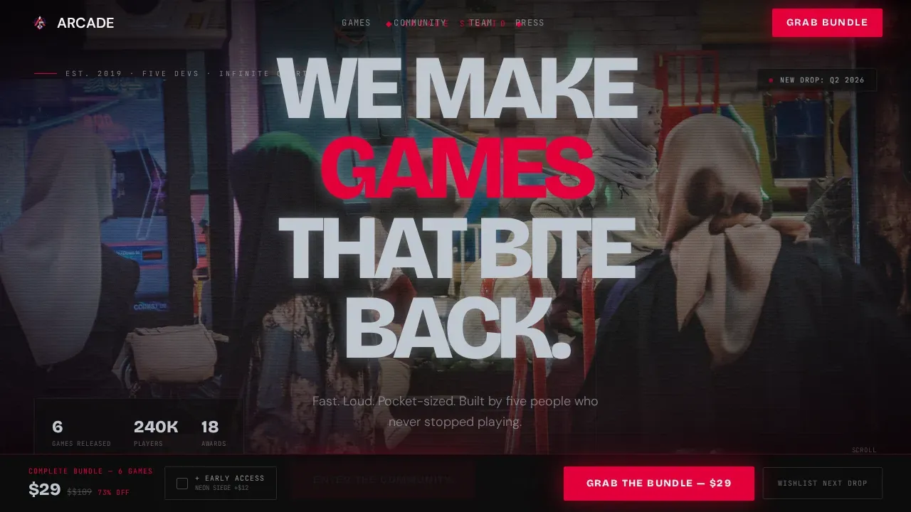 Cutting-Edge Game Studio Landing Page Template