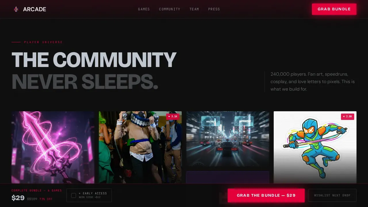 Cutting-Edge Game Studio Landing Page Template