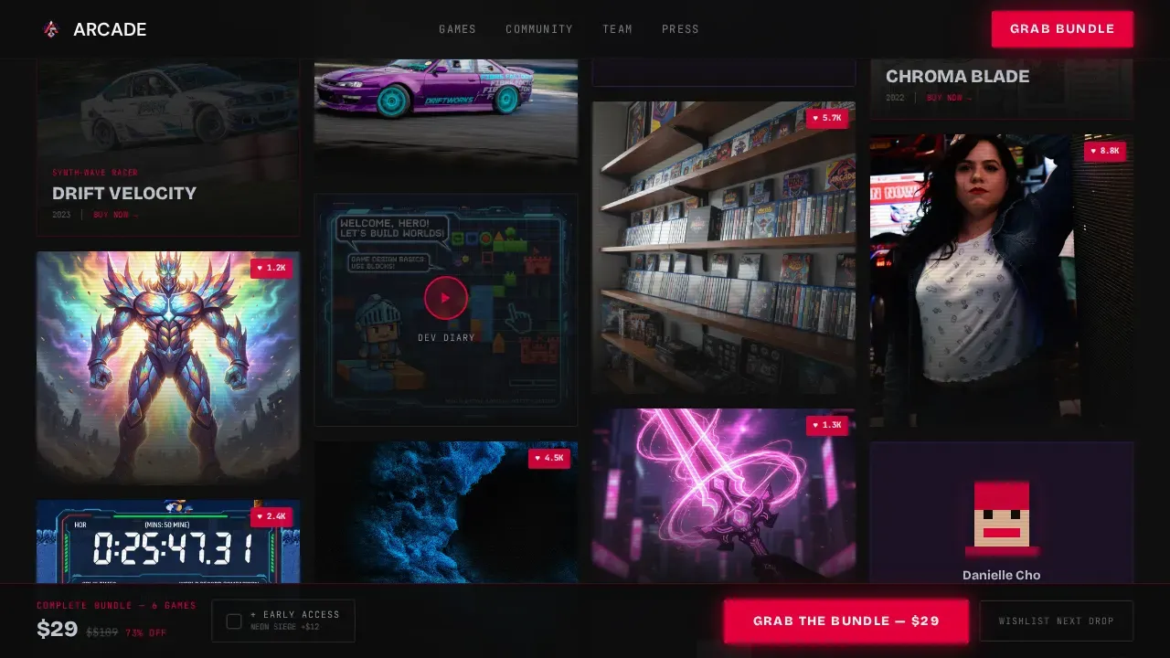 Cutting-Edge Game Studio Landing Page Template