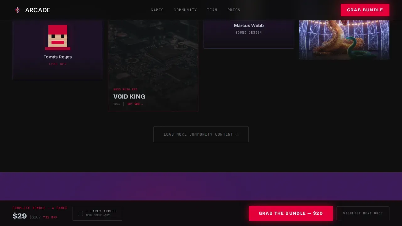 Cutting-Edge Game Studio Landing Page Template