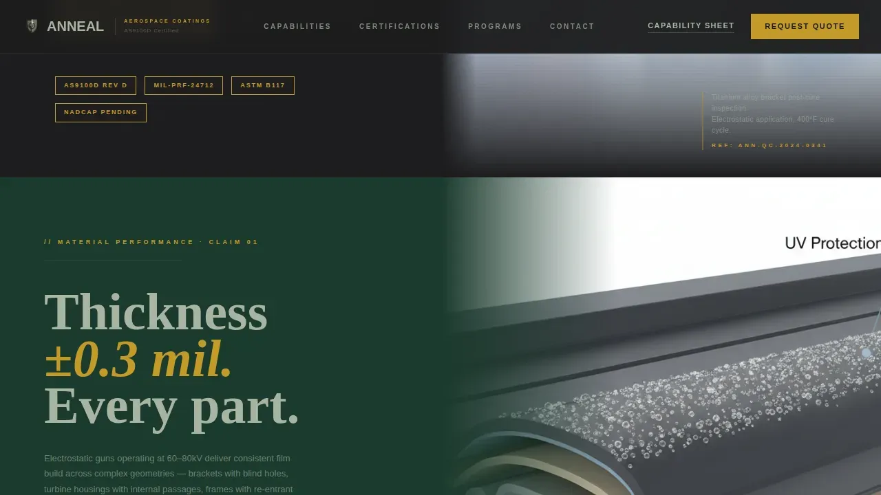 Aerospace Powder Coating Services Website Template