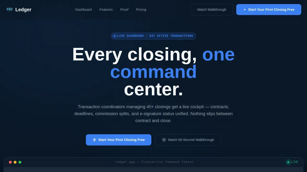 Command Center Real Estate Order Management Landing Page