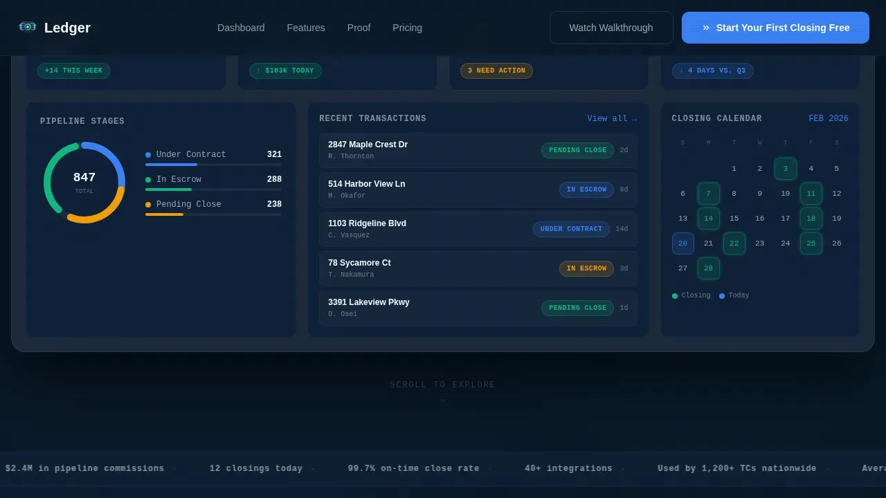 Command Center Real Estate Order Management Landing Page