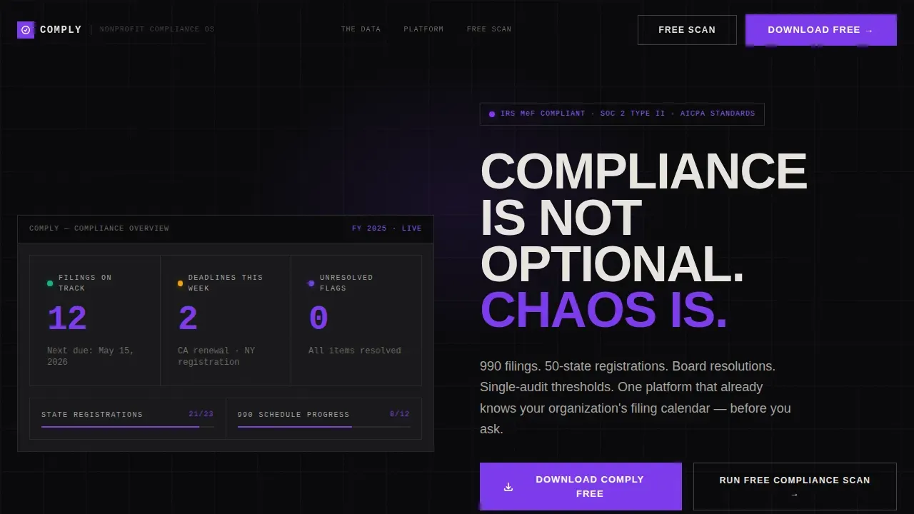 Bold Brutalist Nonprofit Compliance Landing Page Template