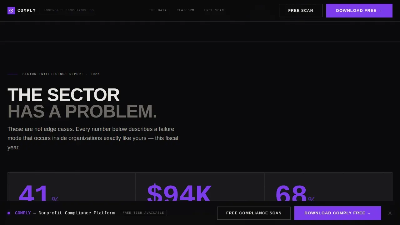 Bold Brutalist Nonprofit Compliance Landing Page Template