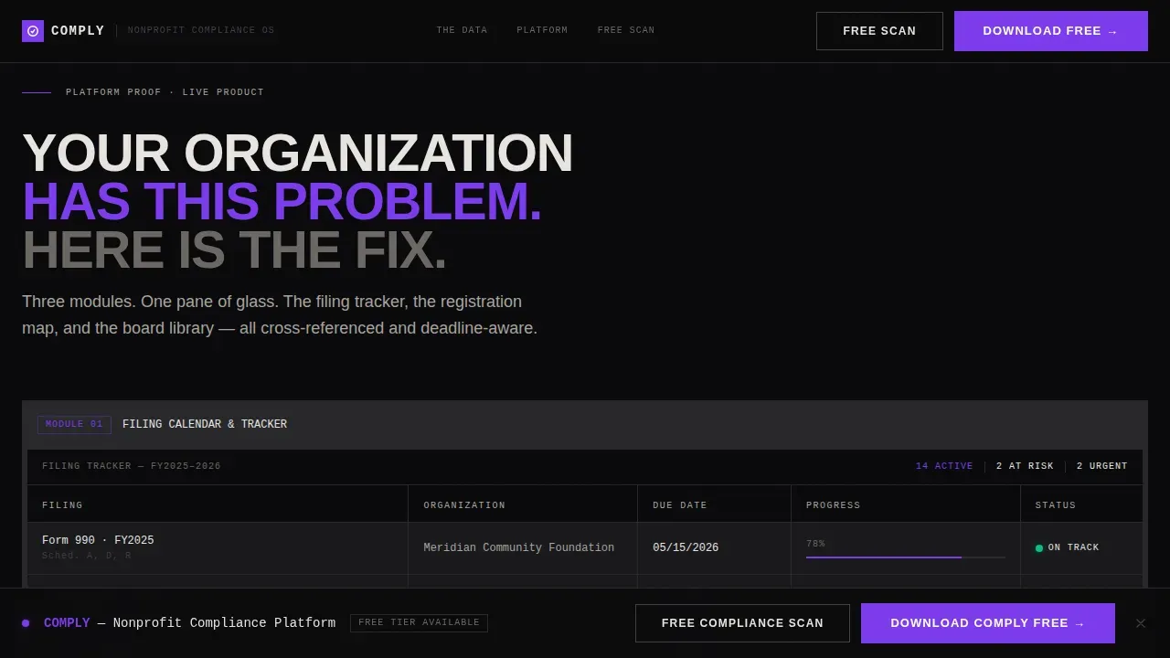 Bold Brutalist Nonprofit Compliance Landing Page Template