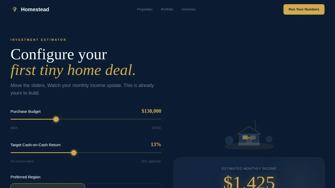 Tiny Home Investment Landing Page Template