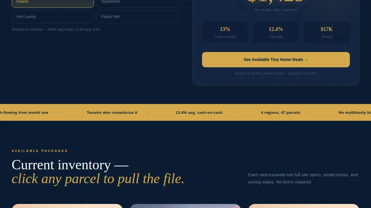 Tiny Home Investment Landing Page Template