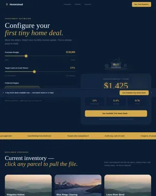 Tiny Home Investment Landing Page Template