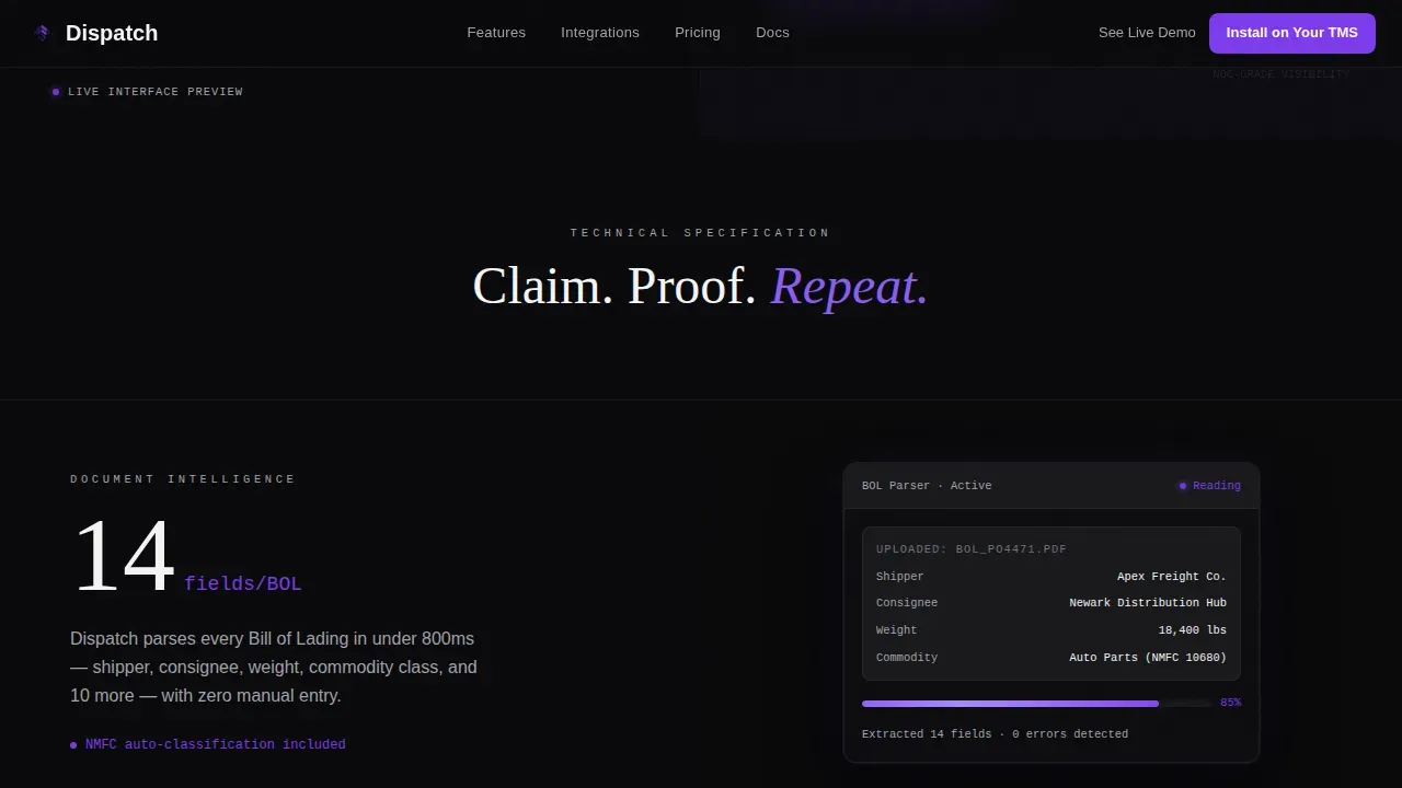 Intelligent Freight Tracking AI Landing Page Template