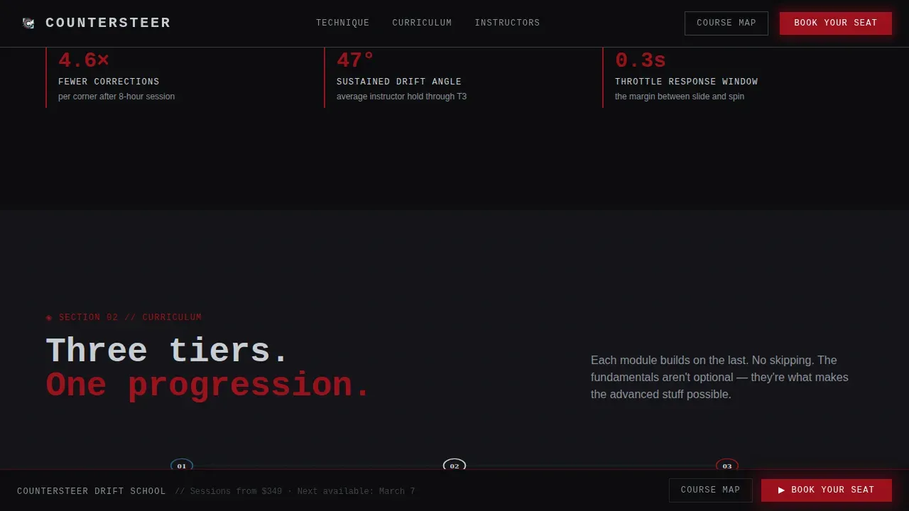 Advanced Racing Instruction Landing Page Template