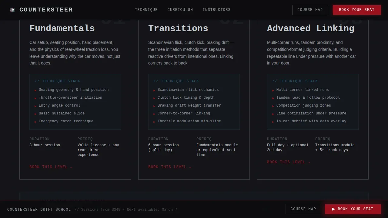Advanced Racing Instruction Landing Page Template