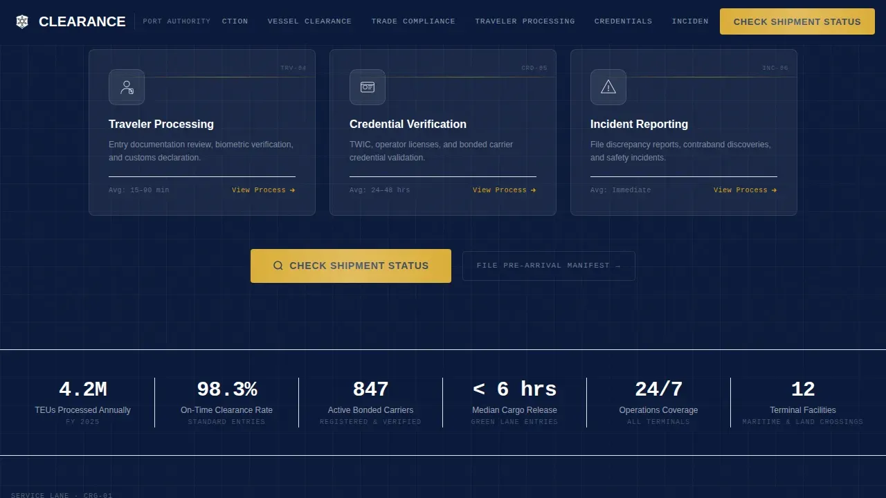 Federal Port Authority Landing Page Template