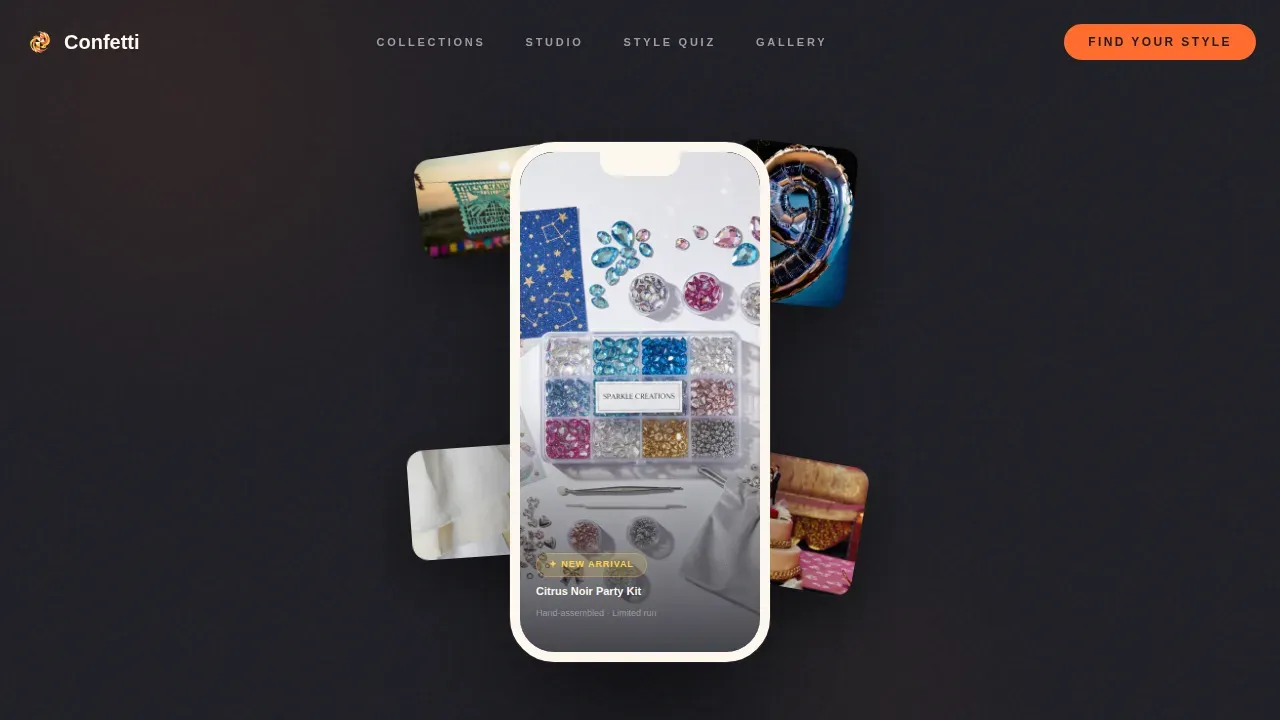 Luxe Handmade Party Supplies Landing Page Template