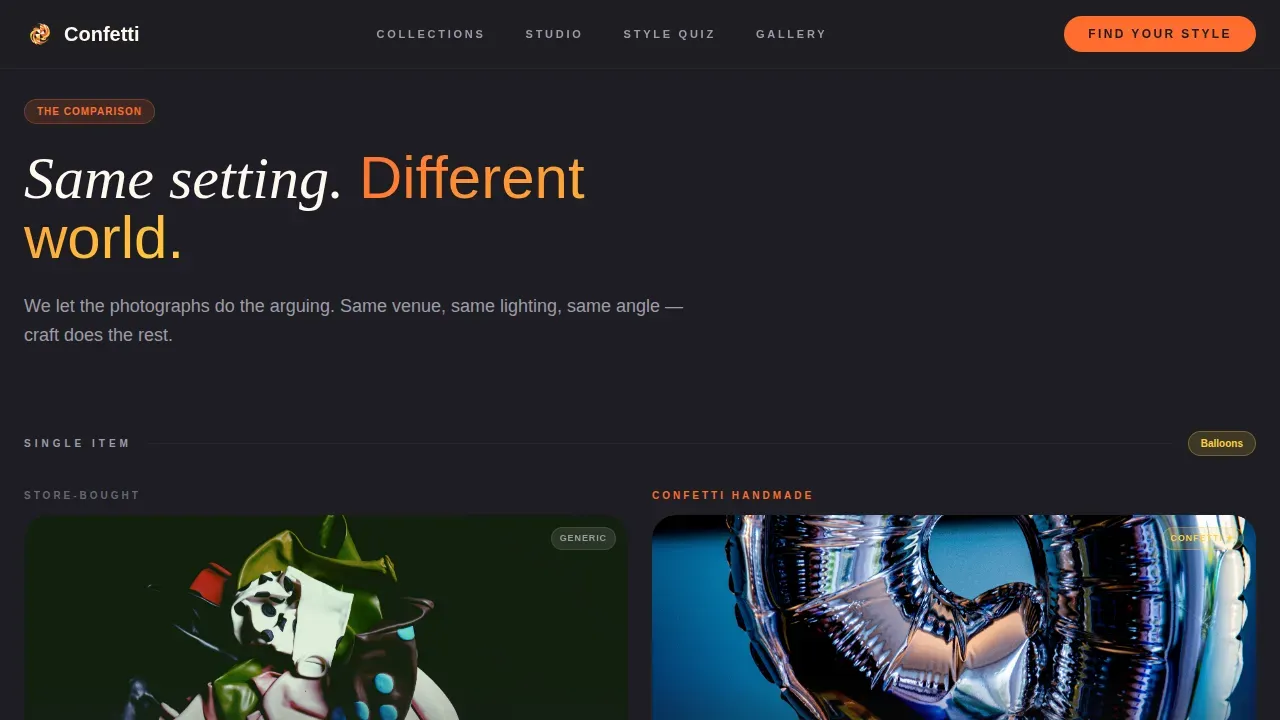 Luxe Handmade Party Supplies Landing Page Template