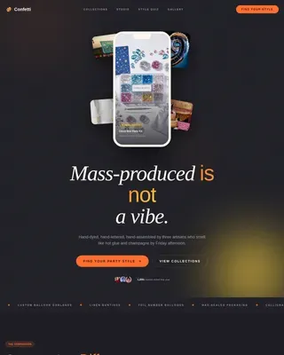 Luxe Handmade Party Supplies Landing Page Template