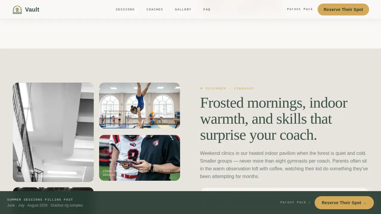 Adventure Terrain Gymnastics Retreat Landing Page Template