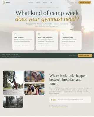 Adventure Terrain Gymnastics Retreat Landing Page Template