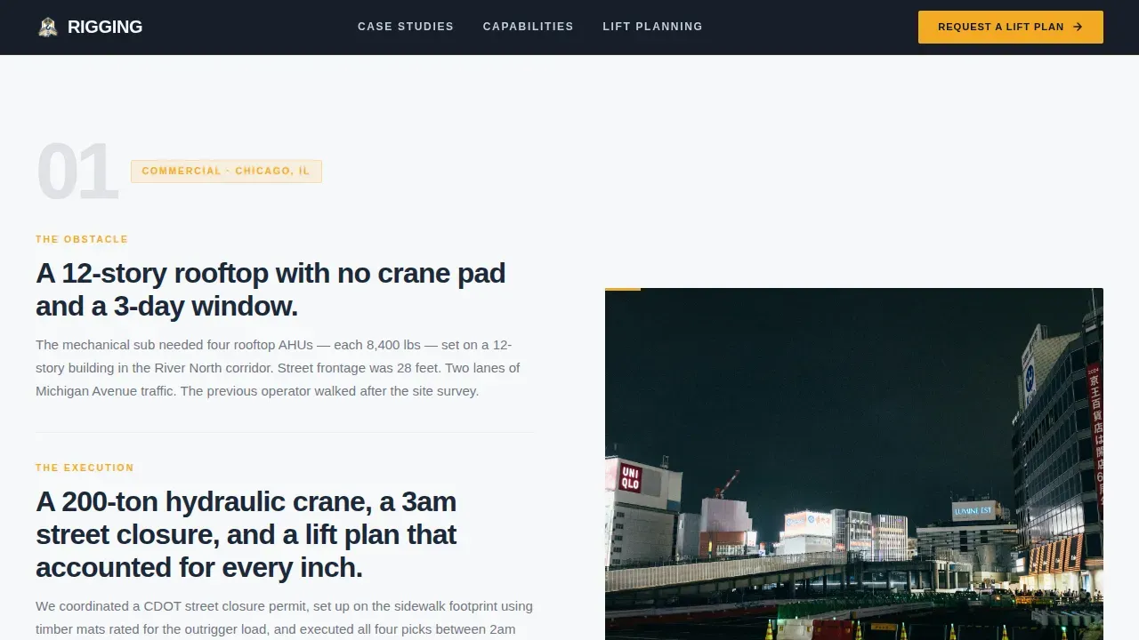 Precision Crane Operations Landing Page Template