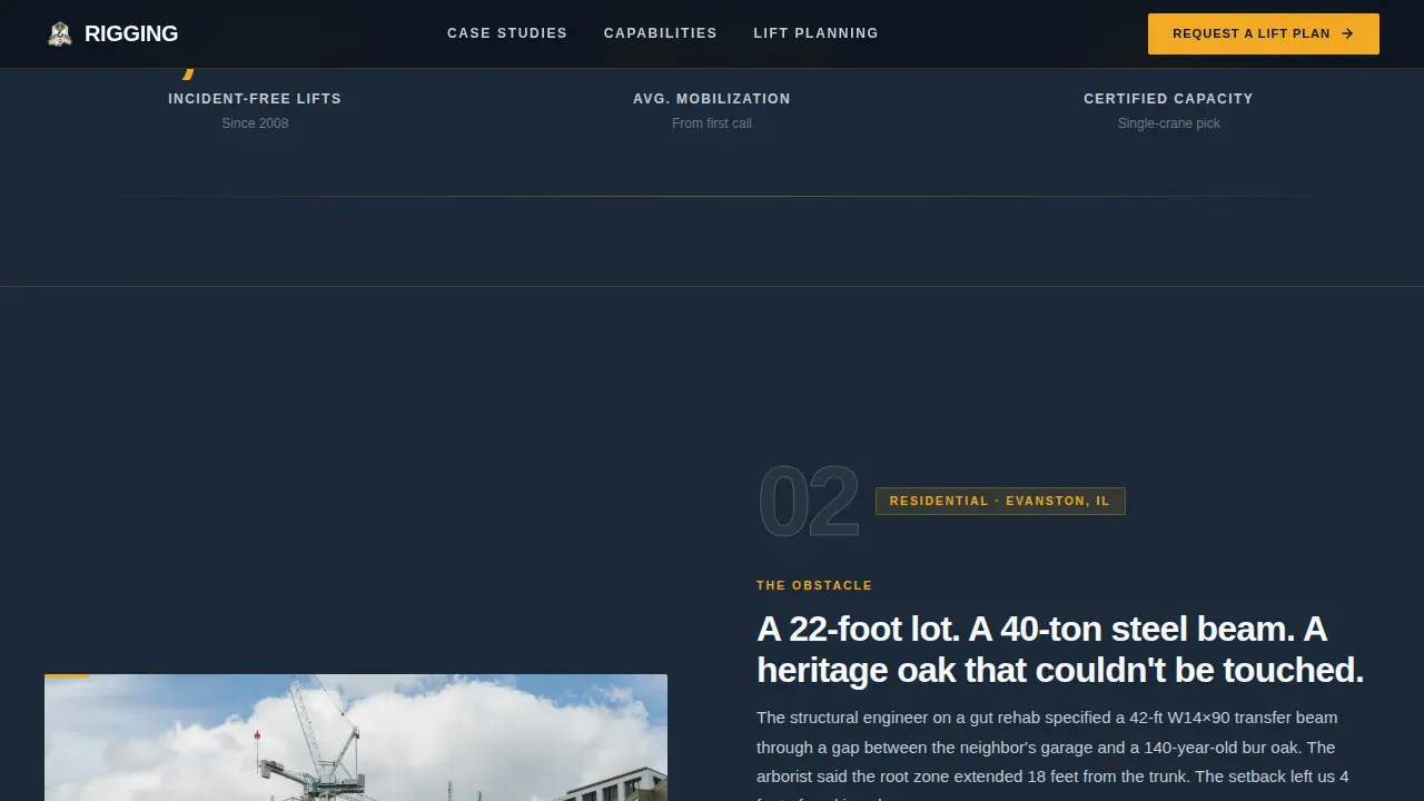 Precision Crane Operations Landing Page Template