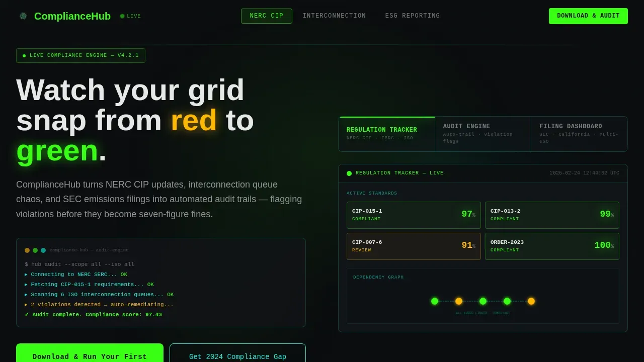 Automated Audit Trail Energy Compliance Landing Page Template
