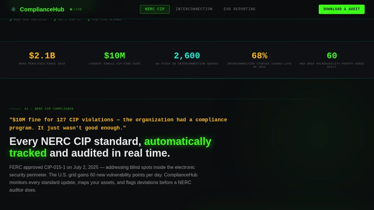 Automated Audit Trail Energy Compliance Landing Page Template