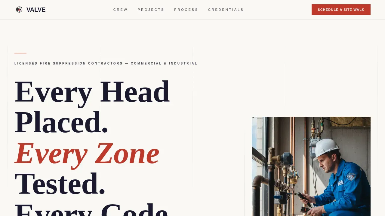 Fire Suppression Crew Service Area Landing Page Template