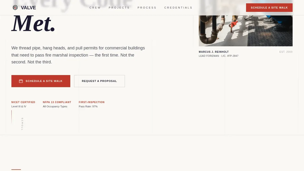 Fire Suppression Crew Service Area Landing Page Template