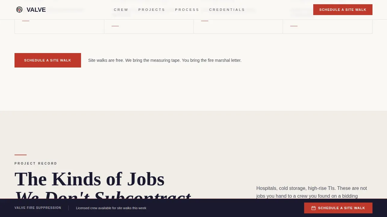 Fire Suppression Crew Service Area Landing Page Template
