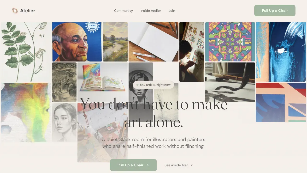 Healing Space Artists Community Landing Page Template