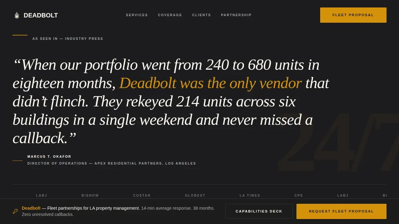 Editorial Locksmith Partnership | Free Website Template | Rocket