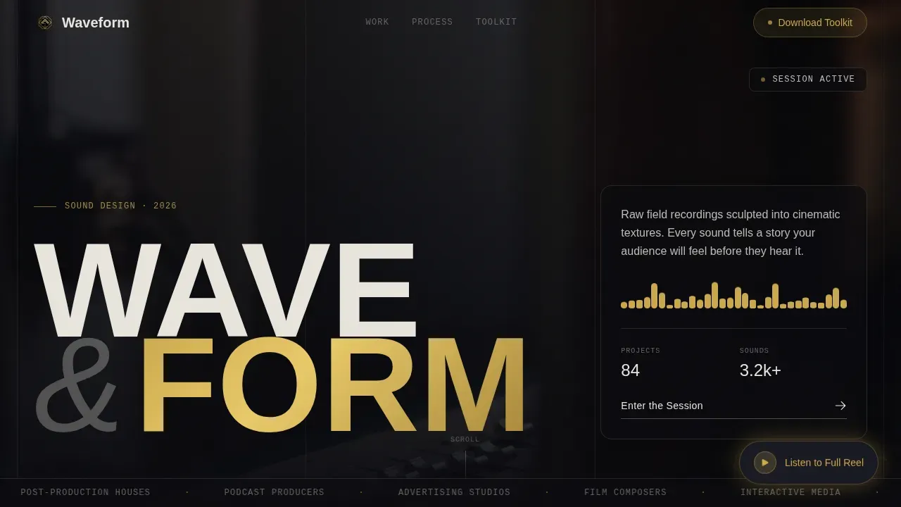 Professional Audio Engineering Landing Page Template