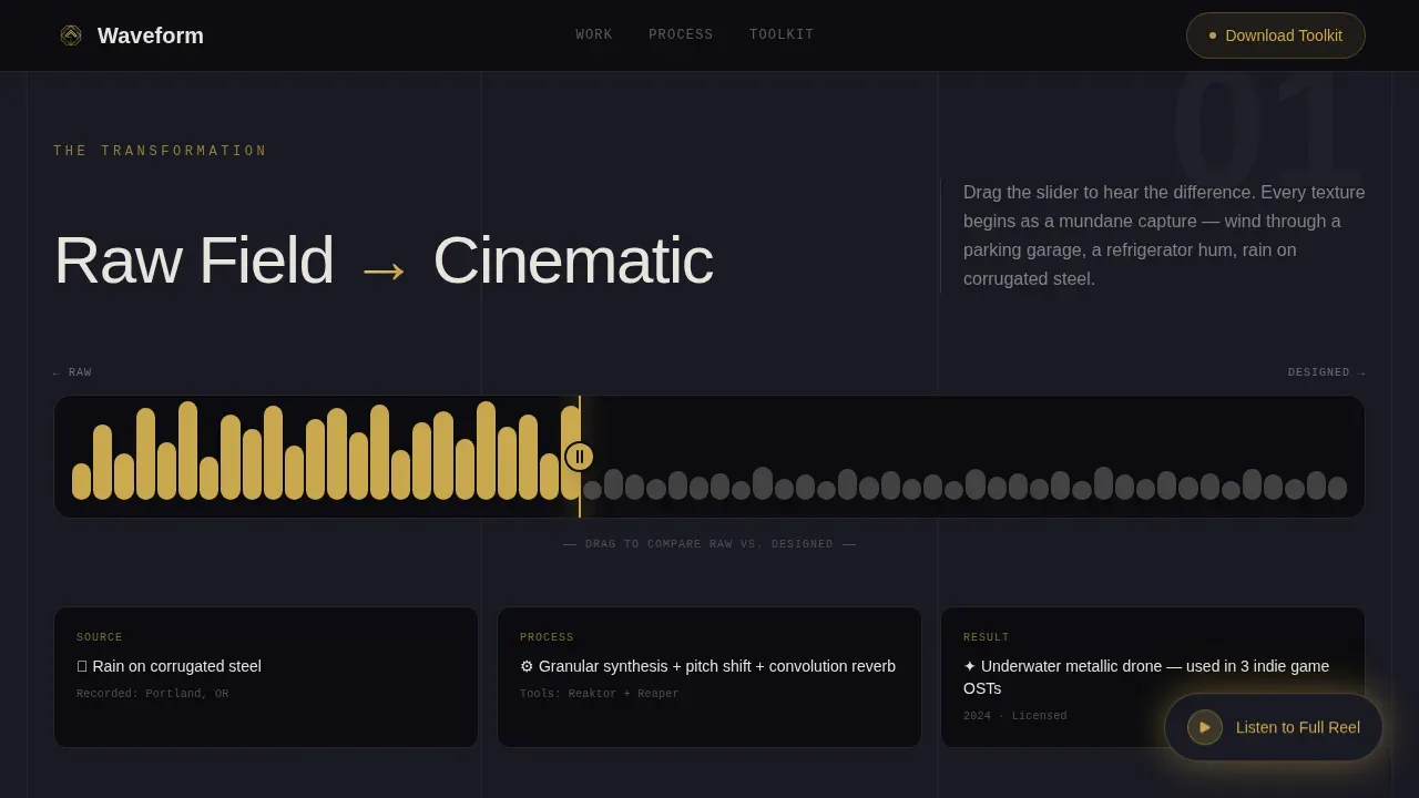 Professional Audio Engineering Landing Page Template