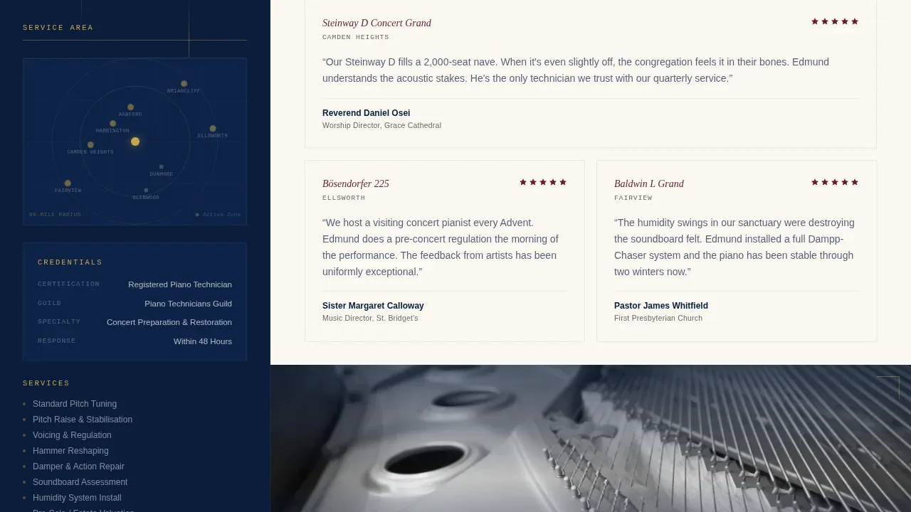 Master Piano Technician Landing Page Template