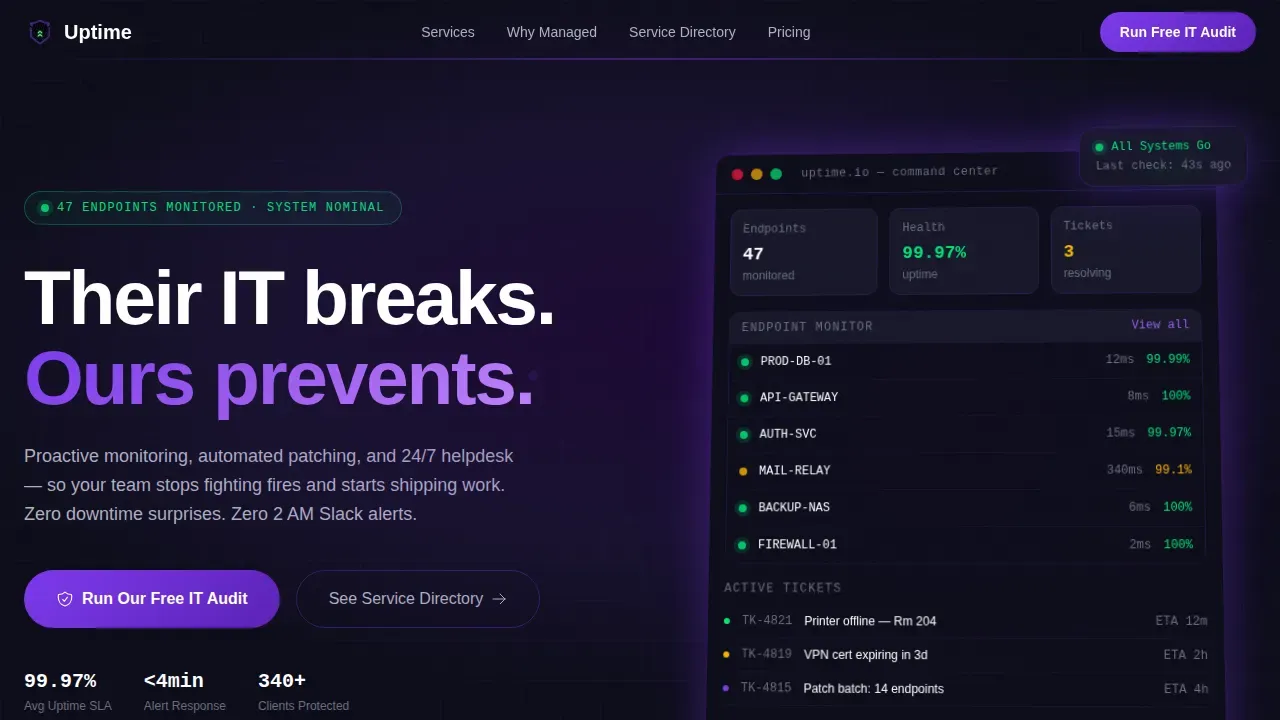 Proactive Managed IT Maintenance Landing Page Template