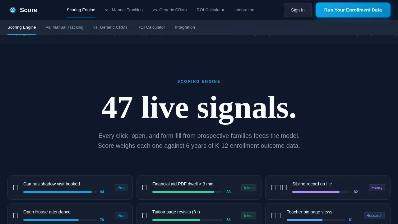 AI-Powered Enrollment Scoring Landing Page Template