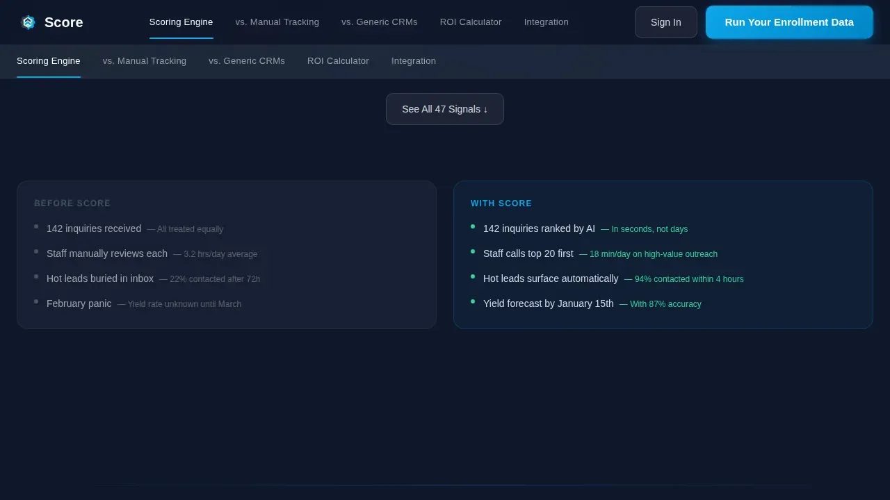 AI-Powered Enrollment Scoring Landing Page Template