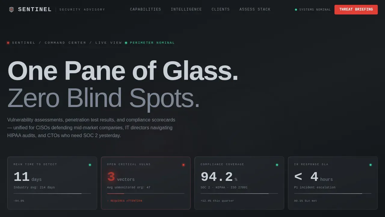 Elite Security Advisory Center Landing Page Template