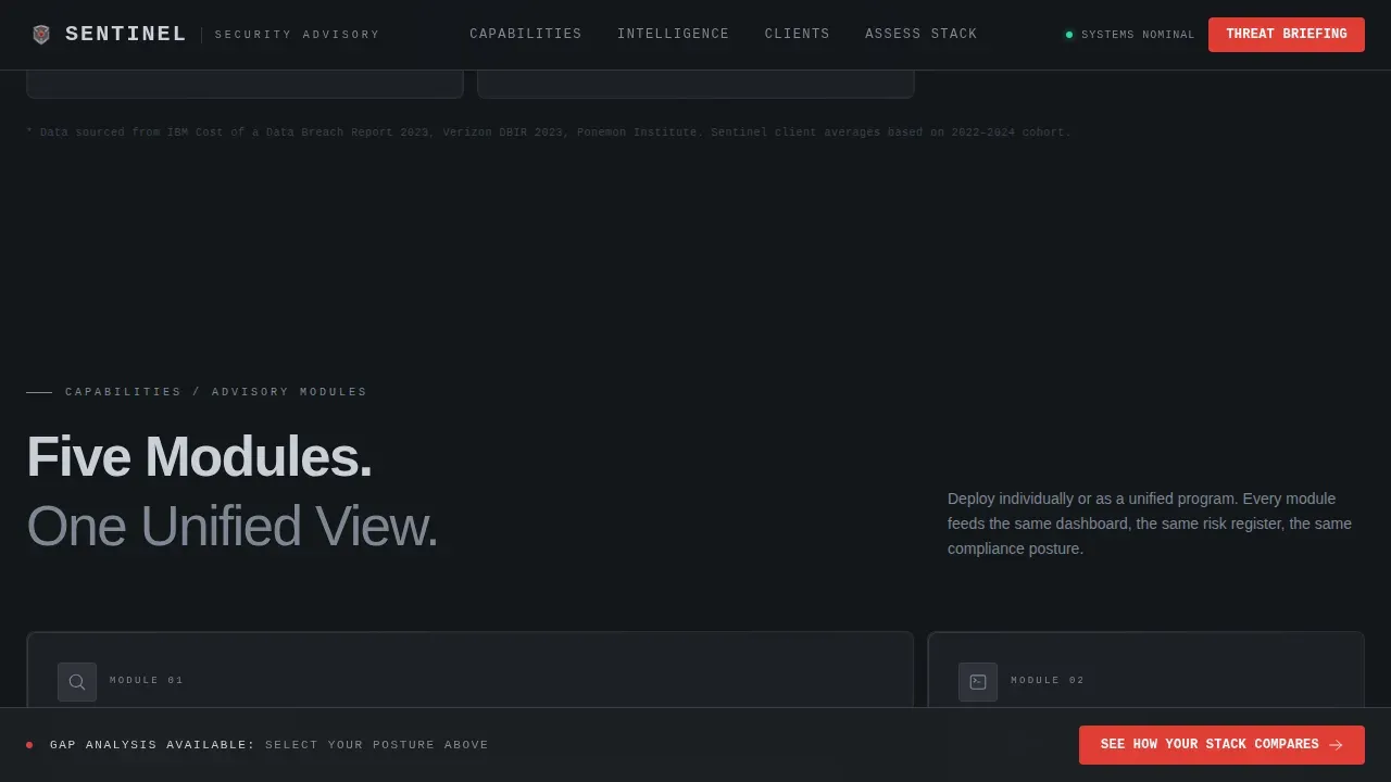 Elite Security Advisory Center Landing Page Template