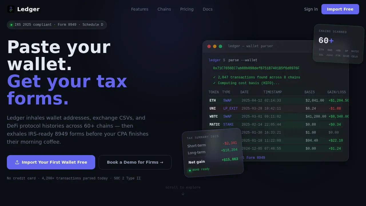 IRS-Ready Crypto Tax Software Landing Page Template