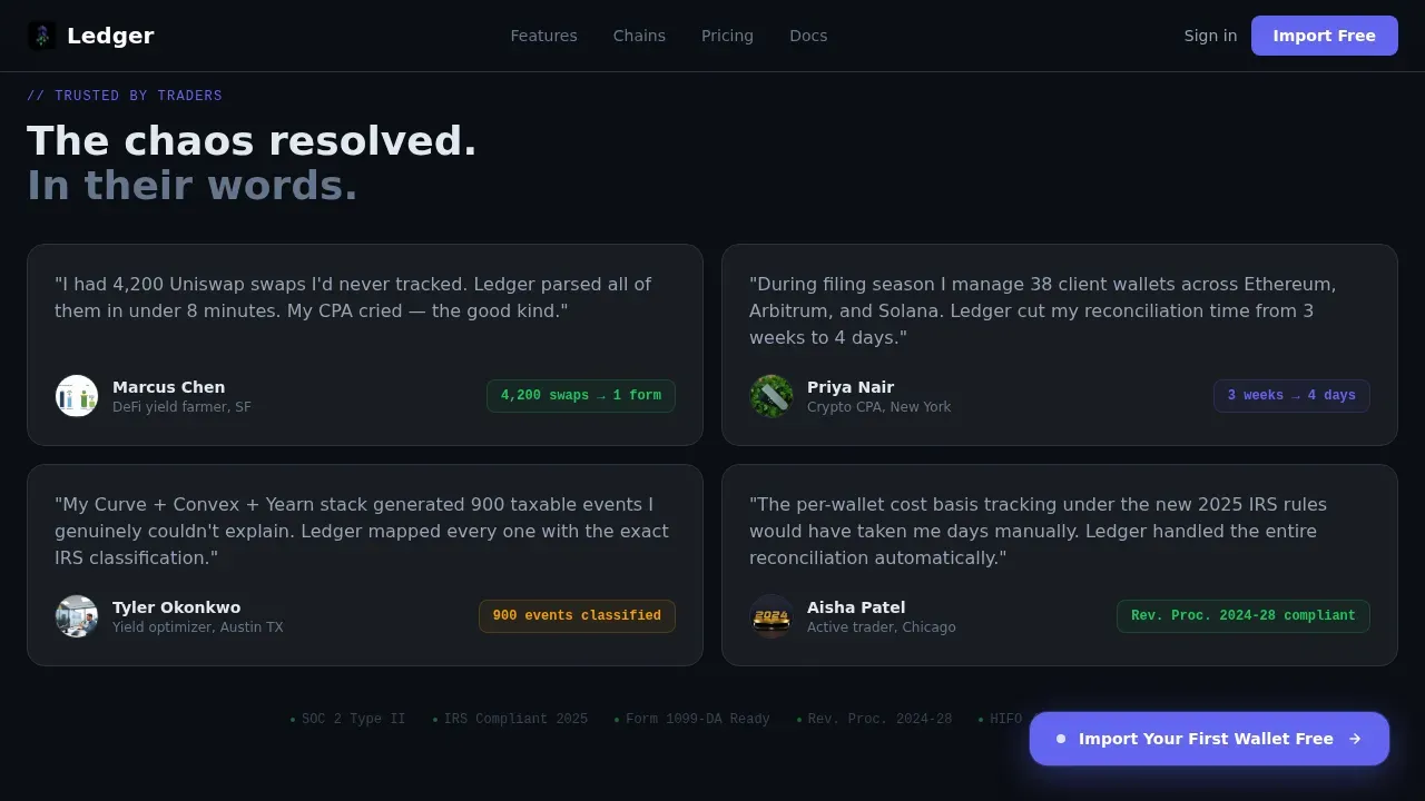 IRS-Ready Crypto Tax Software Landing Page Template