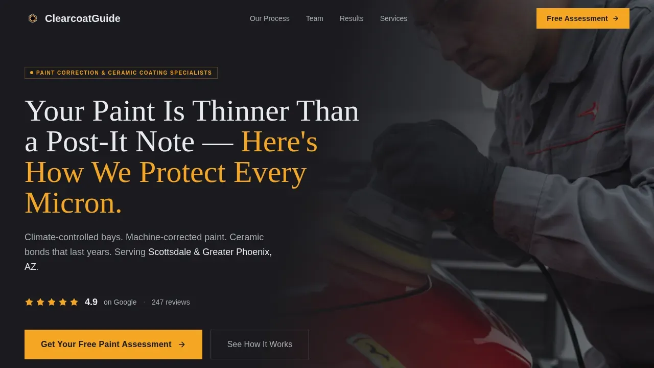 Expert Paint Correction Generation Landing Page Template