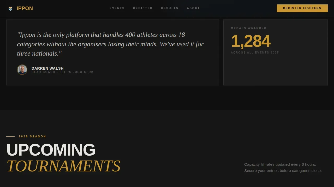 Industrial Judo Tournament Hosting Landing Page Template